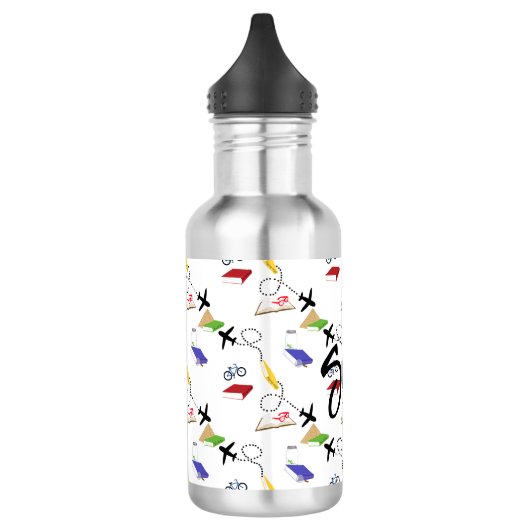 Vliegtuigfiets Rood Geel Blauw Reizen Waterfles (Links)