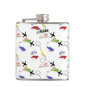 Vliegtuigfiets Rood Geel Blauw Wit Heupfles (Voorkant)