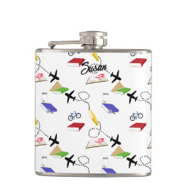 Vliegtuigfiets Rood Geel Blauw Wit Heupfles