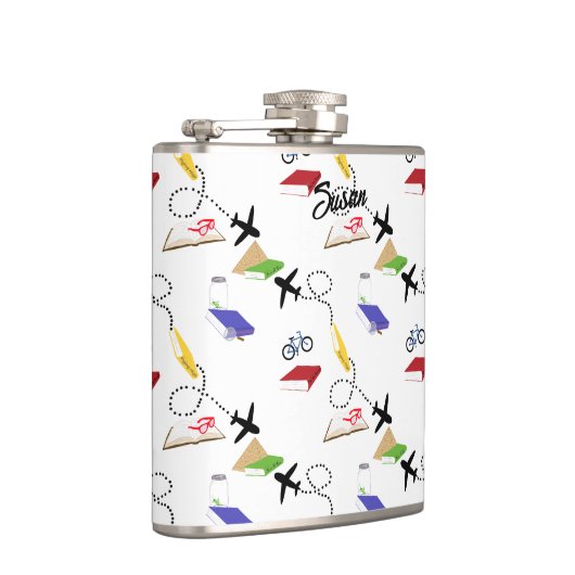 Vliegtuigfiets Rood Geel Blauw Wit Heupfles (Rechts)