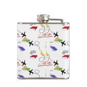 Vliegtuigfiets Rood Geel Blauw Wit Heupfles (Achterkant)