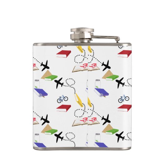 Vliegtuigfiets Rood Geel Blauw Wit Heupfles (Achterkant)