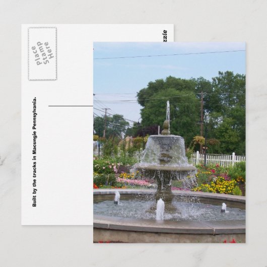 Vliegtuigfontein en bloemen in een prachtige Railf Briefkaart (Voorkant / Achterkant)