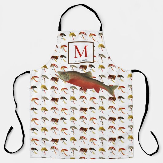 Vliegtuigforel Vissers Witte Waterverf Schort (Voorkant)