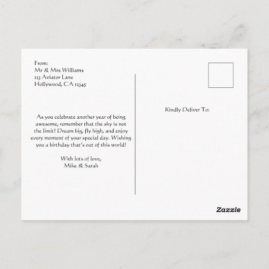 Vliegtuigfoto, Cool Aviation Verjaardag Briefkaart (Achterkant)