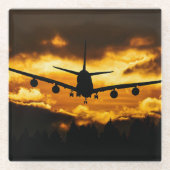 Vliegtuigfoto, Cool Fun Aviation Glazen Onderzetter (Voorkant)