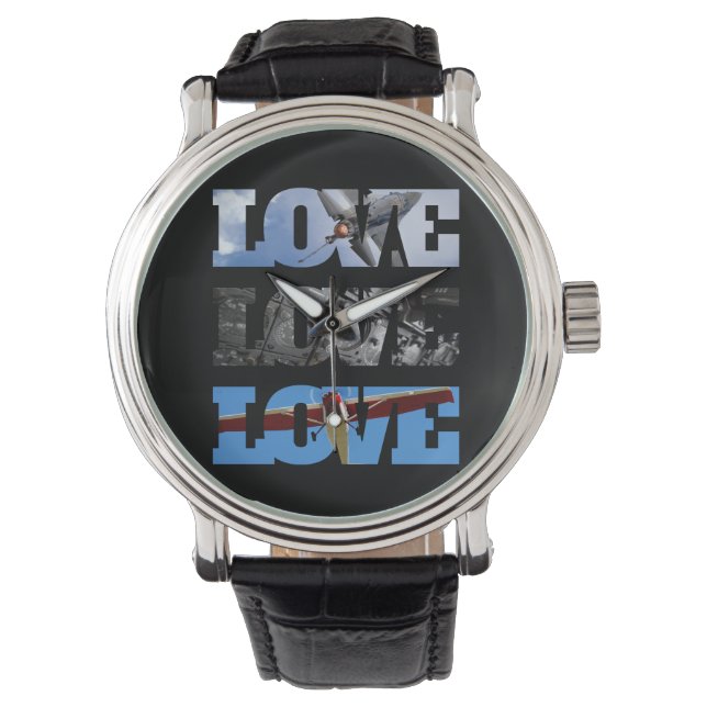 Vliegtuigfoto's in LOVE lijst, Aviation Simple Horloge (Voorkant)