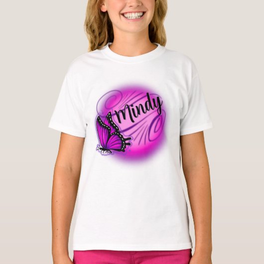Vliegtuiggepersonaliseerde naam butterfly T-Shirt (Voorkant)