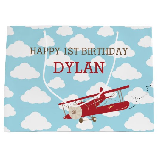  vliegtuiggeschenktassen - Red Plane Cloud Groot Cadeauzakje (Voorkant)