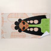 Vliegtuighanddoek, Oranje en groen Strandlaken (Voorkant)