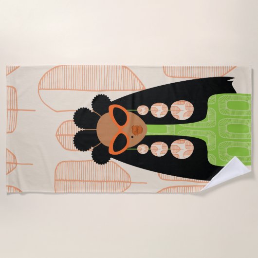 Vliegtuighanddoek, Oranje en groen Strandlaken (Voorkant)