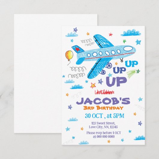 Vliegtuighandleiding Uitnodiging (Voorkant / Achterkant)