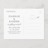 Vliegtuighartroze bestemming Weduwsdatum Aankondigingskaart (Achterkant)