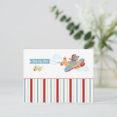 Vliegtuighond piloot jongen bedankt briefkaart (Staand voorkant)