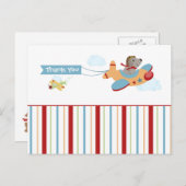 Vliegtuighond piloot jongen bedankt briefkaart (Voorkant / Achterkant)