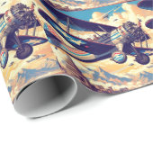 vliegtuigillustratie cadeaupapier (Rol Hoek)