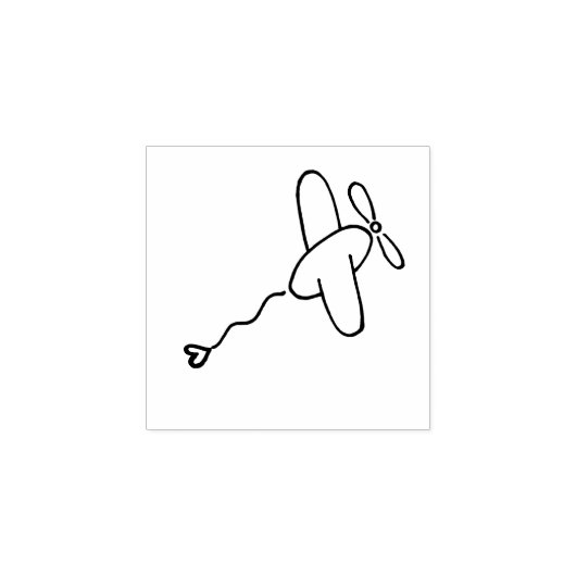 Vliegtuigje met hart rubberstempel (Afrduk)