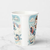 Vliegtuigjongen 1e verjaardag papieren bekers (Links)