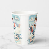 Vliegtuigjongen 1e verjaardag papieren bekers (Rechts)