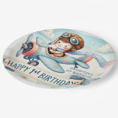 Vliegtuigjongen 1e verjaardag papieren bordje (Gekanteld)