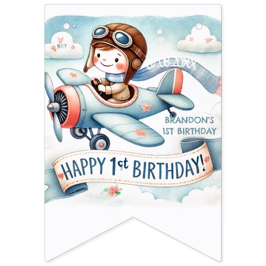 Vliegtuigjongen 1e verjaardag vlaggetjes (Eerste vlag)