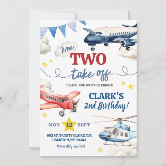 Vliegtuigjongen 2e verjaardag kaart (Voorkant)
