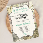  vliegtuigjongen baby shower reiskaart kaart