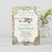  vliegtuigjongen baby shower reiskaart kaart (Staand voorkant)