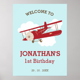  vliegtuigjongen Birthday Welkomstteken Poster