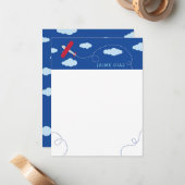 Vliegtuigjongen Briefpapier Notitiekaartje (Voorkant / Achterkant in situ)