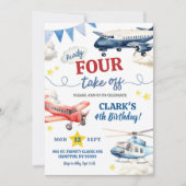 Vliegtuigjongen vierde verjaardag kaart (Voorkant)