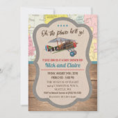  Vliegtuigkaart Jongen Baby shower Uitnodiging (Voorkant)