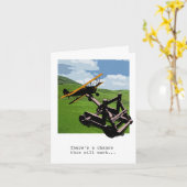 Vliegtuigkatapult Afscheid / Bon Voyage Kaart (Gele Bloem)