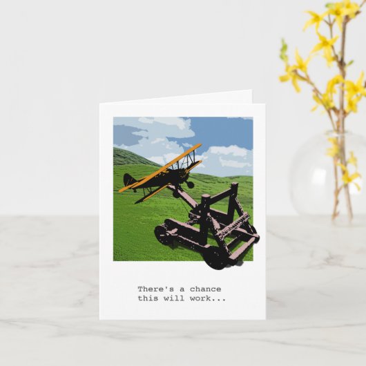 Vliegtuigkatapult Afscheid / Bon Voyage Kaart (Gele Bloem)