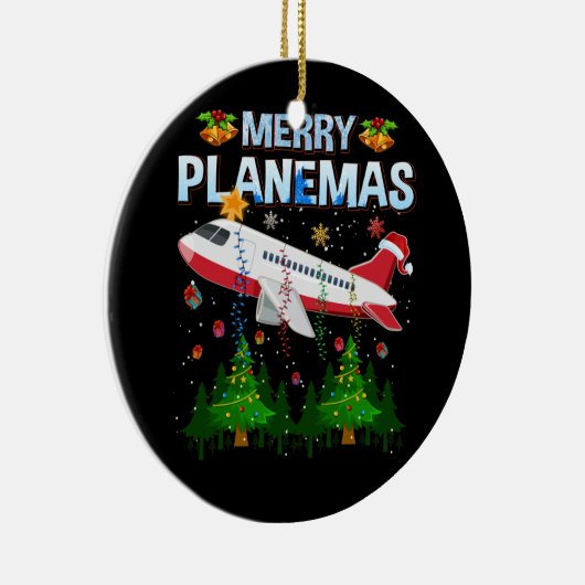 Vliegtuigkerst voor de familie Merry Planesmas voo Keramisch Ornament (Rechts)