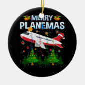 Vliegtuigkerst voor de familie Merry Planesmas voo Keramisch Ornament (Voorkant)