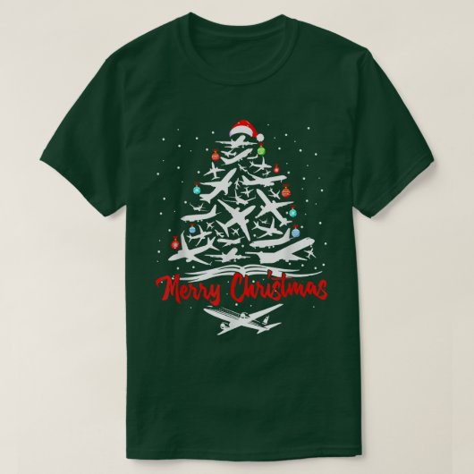 Vliegtuigkerstbomen T-shirt (Design voorkant)