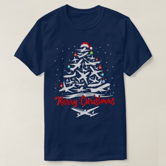 Vliegtuigkerstbomen T-shirt (Design voorkant)