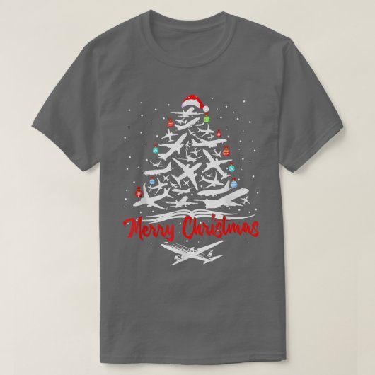 Vliegtuigkerstbomen T-shirt (Design voorkant)