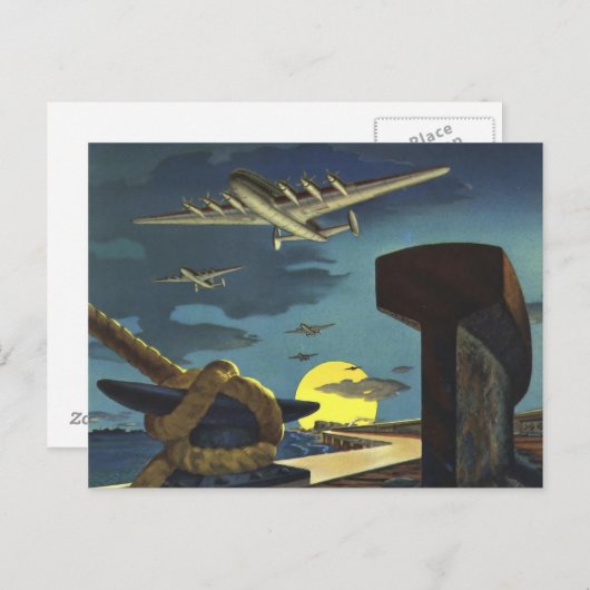  vliegtuigkleurenkunst briefkaart (Voorkant / Achterkant)