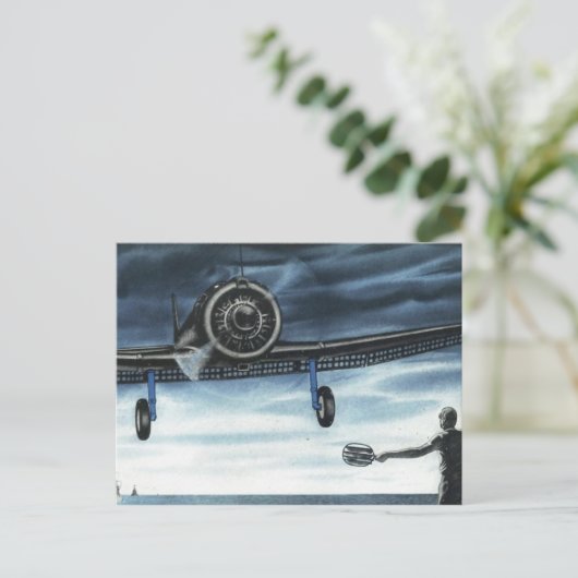  vliegtuigkleurenkunst briefkaart (Staand voorkant)