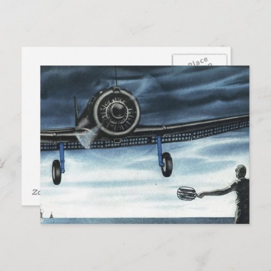  vliegtuigkleurenkunst briefkaart (Voorkant / Achterkant)