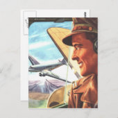  vliegtuigkleurenkunst briefkaart (Voorkant / Achterkant)