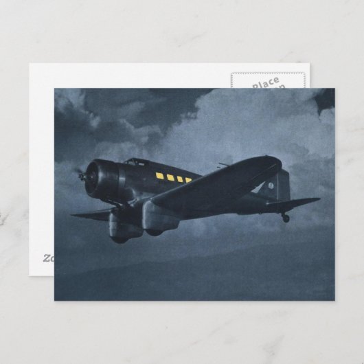  vliegtuigkleurenkunst briefkaart (Voorkant / Achterkant)