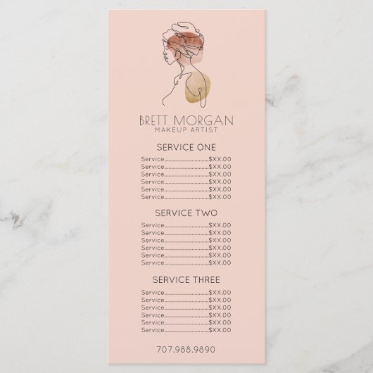 Vliegtuigkundelenmenu Roze Makeup Kunstprijs Menu (Voorkant)