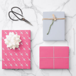Vliegtuigkunstpatroon op Rosy Pink, Elegant Modern Inpakpapier Vel