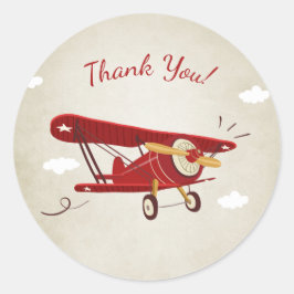 Vliegtuiglijke baby shower voor tag-Sticker Adventu Ronde Sticker