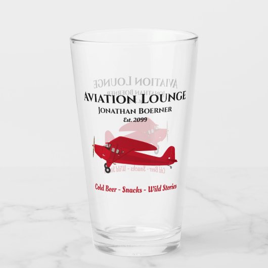 Vliegtuiglounge Pub Tavern Man Cave Beer Drink Glas (Achterkant)