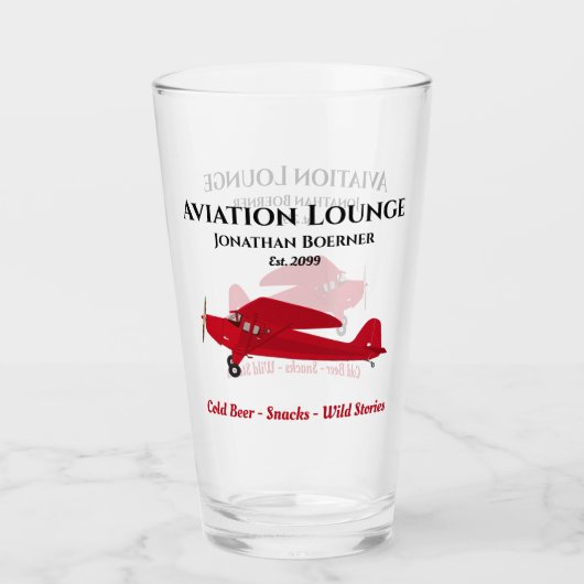 Vliegtuiglounge Pub Tavern Man Cave Beer Drink Glas (Voorkant)