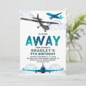 Vliegtuigluchtvaart elke leeftijd verjaardagsfeest kaart (Staand voorkant)